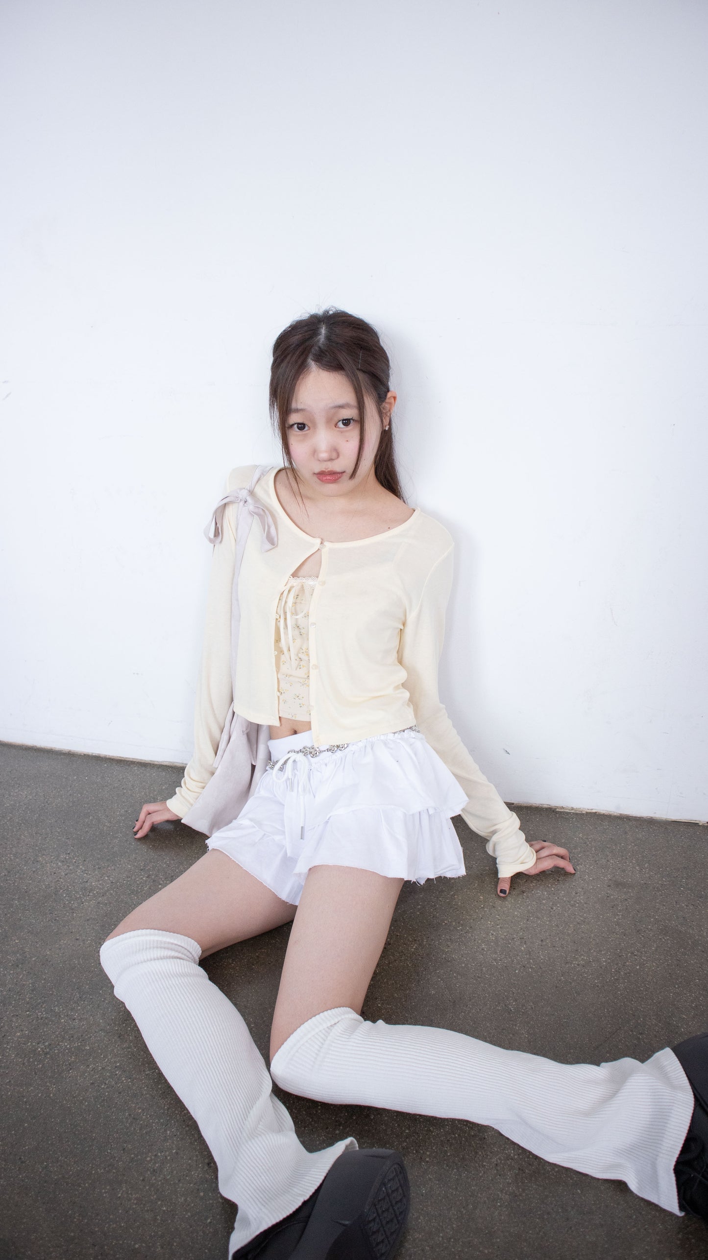 Margarine flower cardigan set (light yellow)