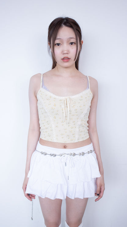 Margarine flower cardigan set (light yellow)