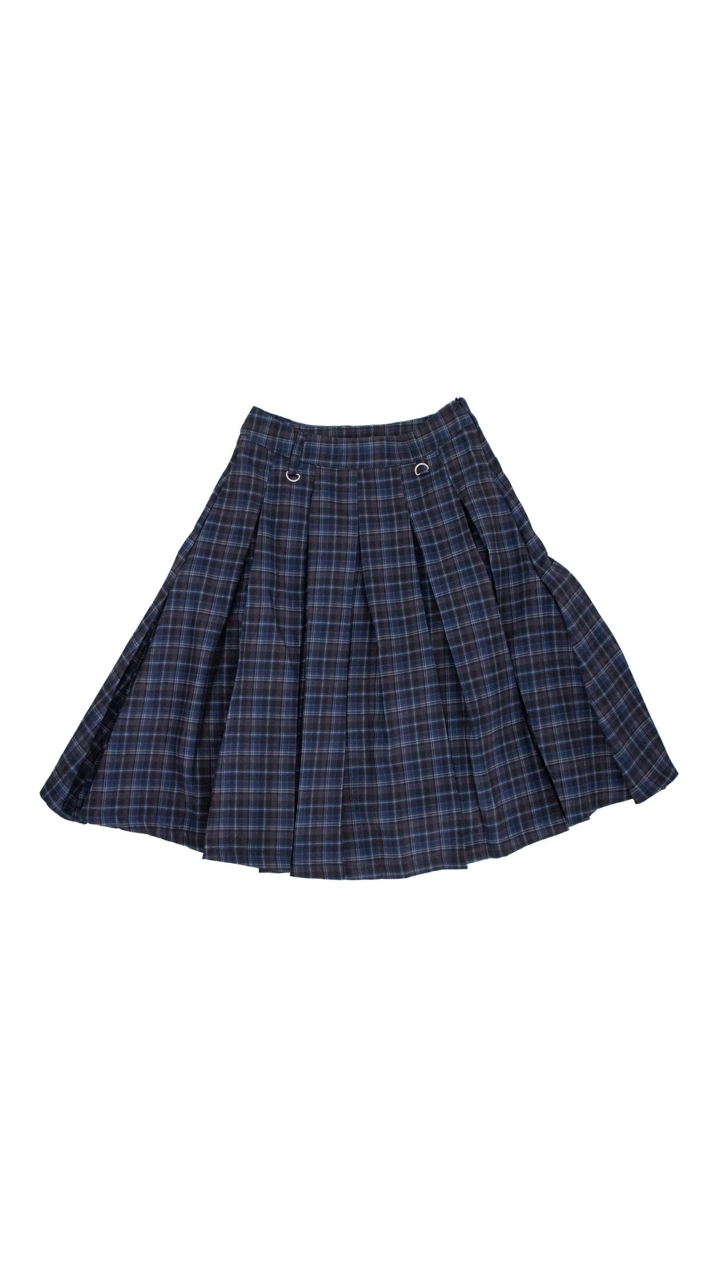 Check pleated midi skirt (navy)