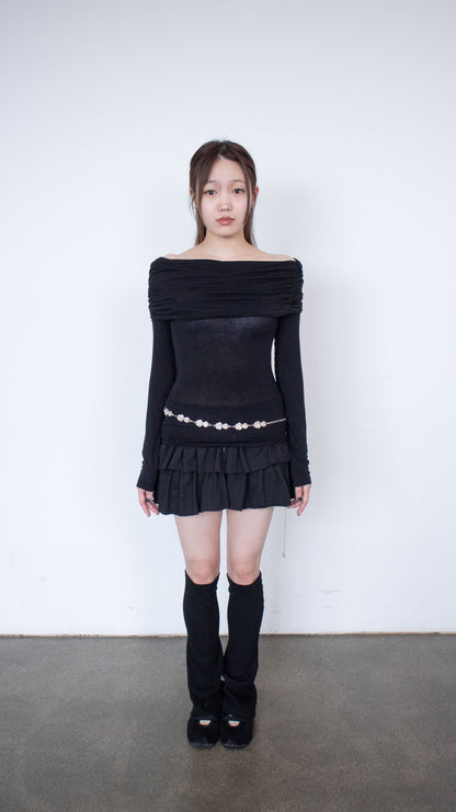 Sweat frill skirt pants (black)