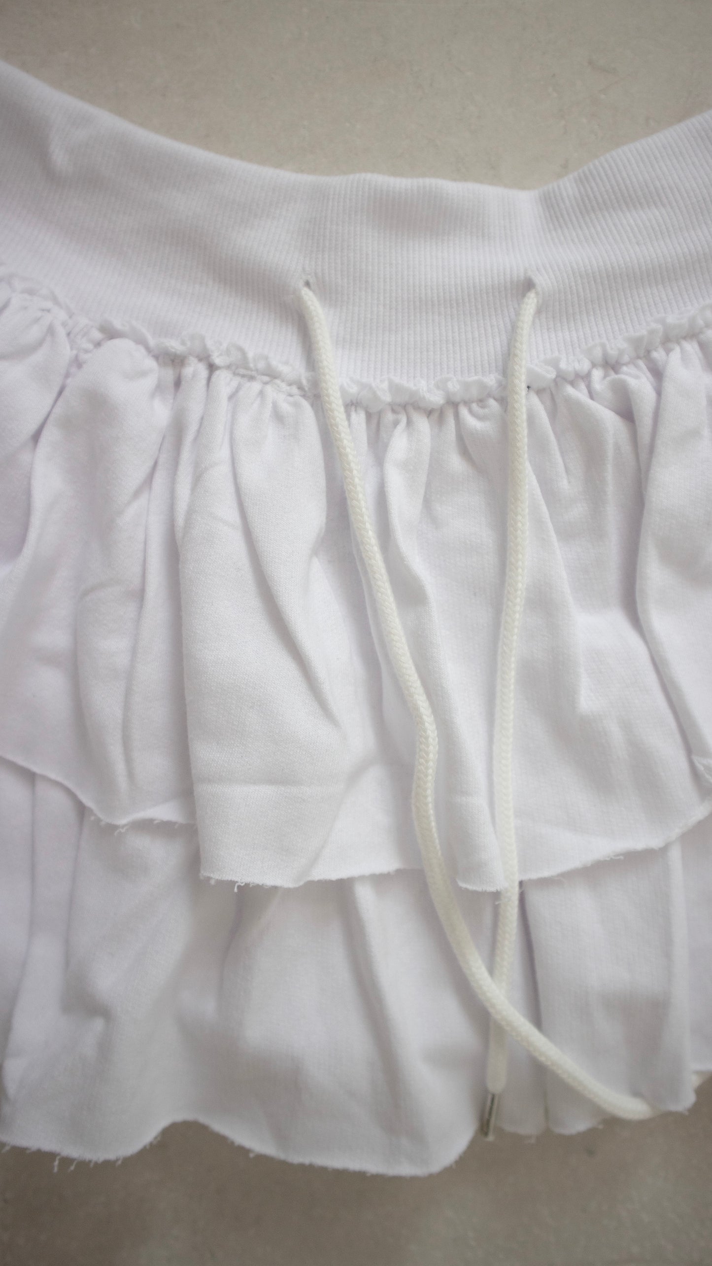 Sweat frill skirt pants (white)