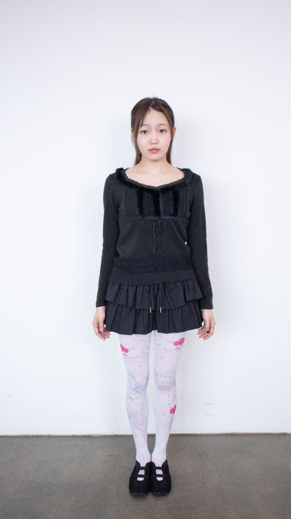 Black fairy angora frill top