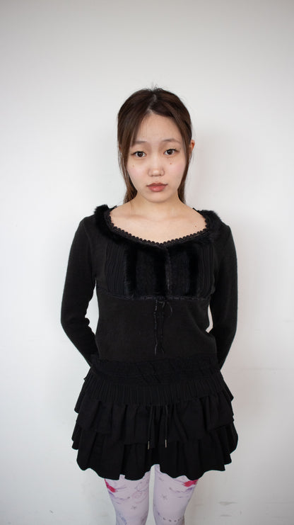 Black fairy angora frill top