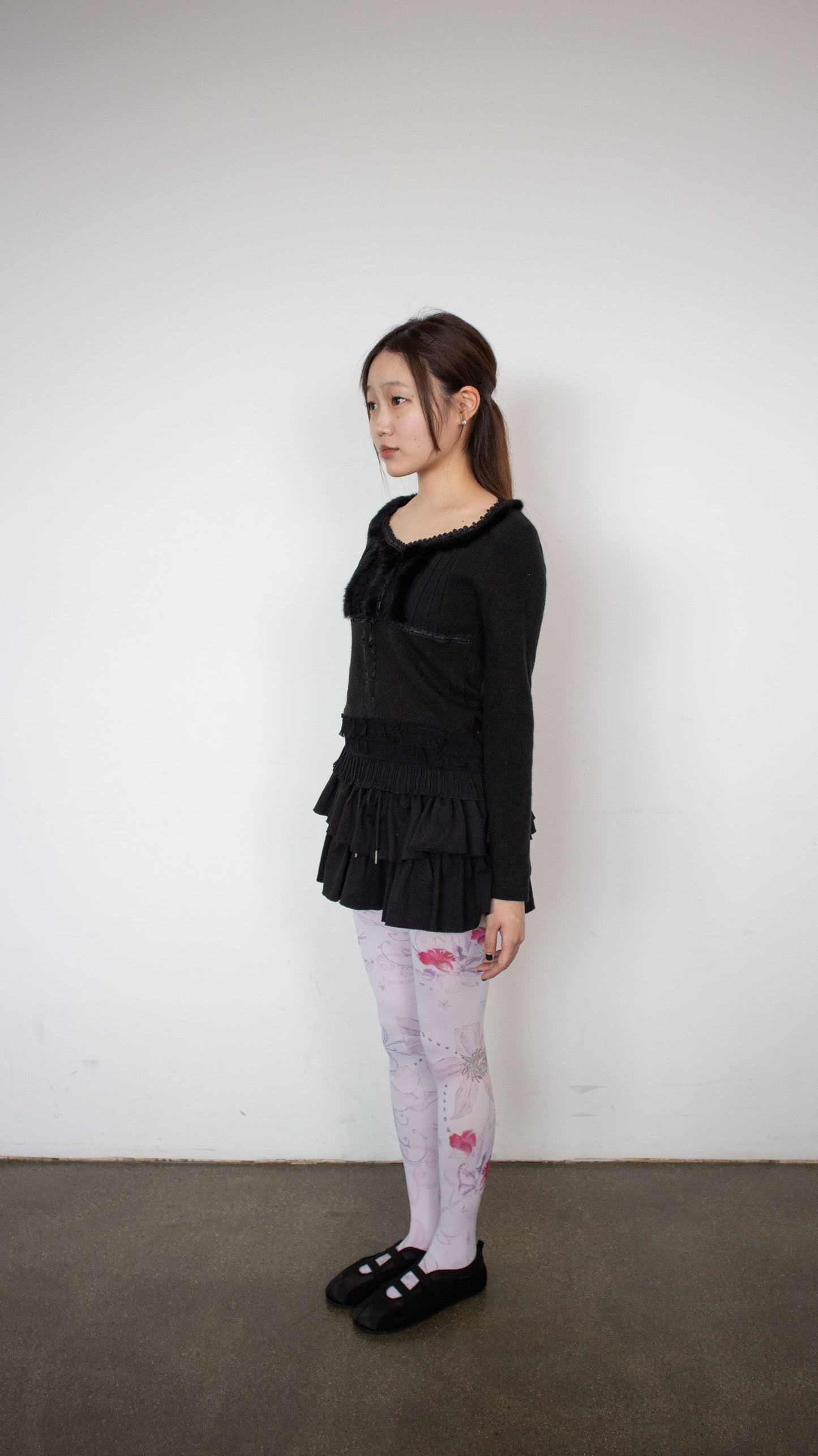 Black fairy angora frill top