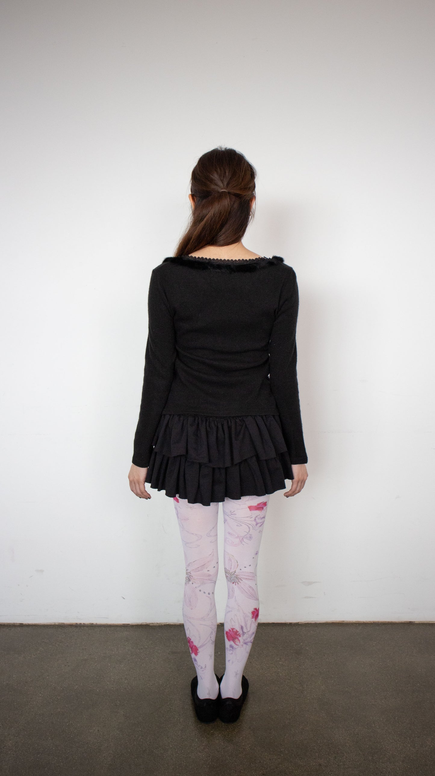 Black fairy angora frill top