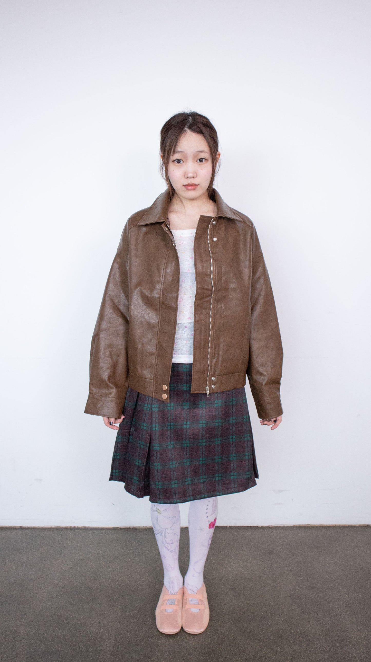 Oversize vintage leather jacket (brown)