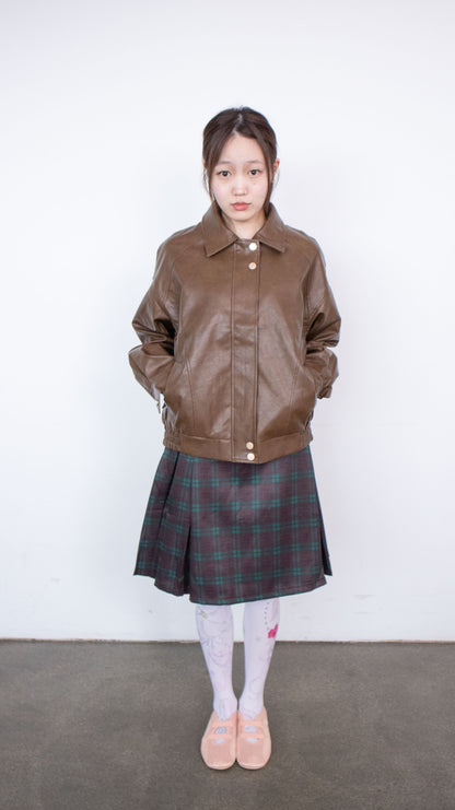 Oversize vintage leather jacket (brown)