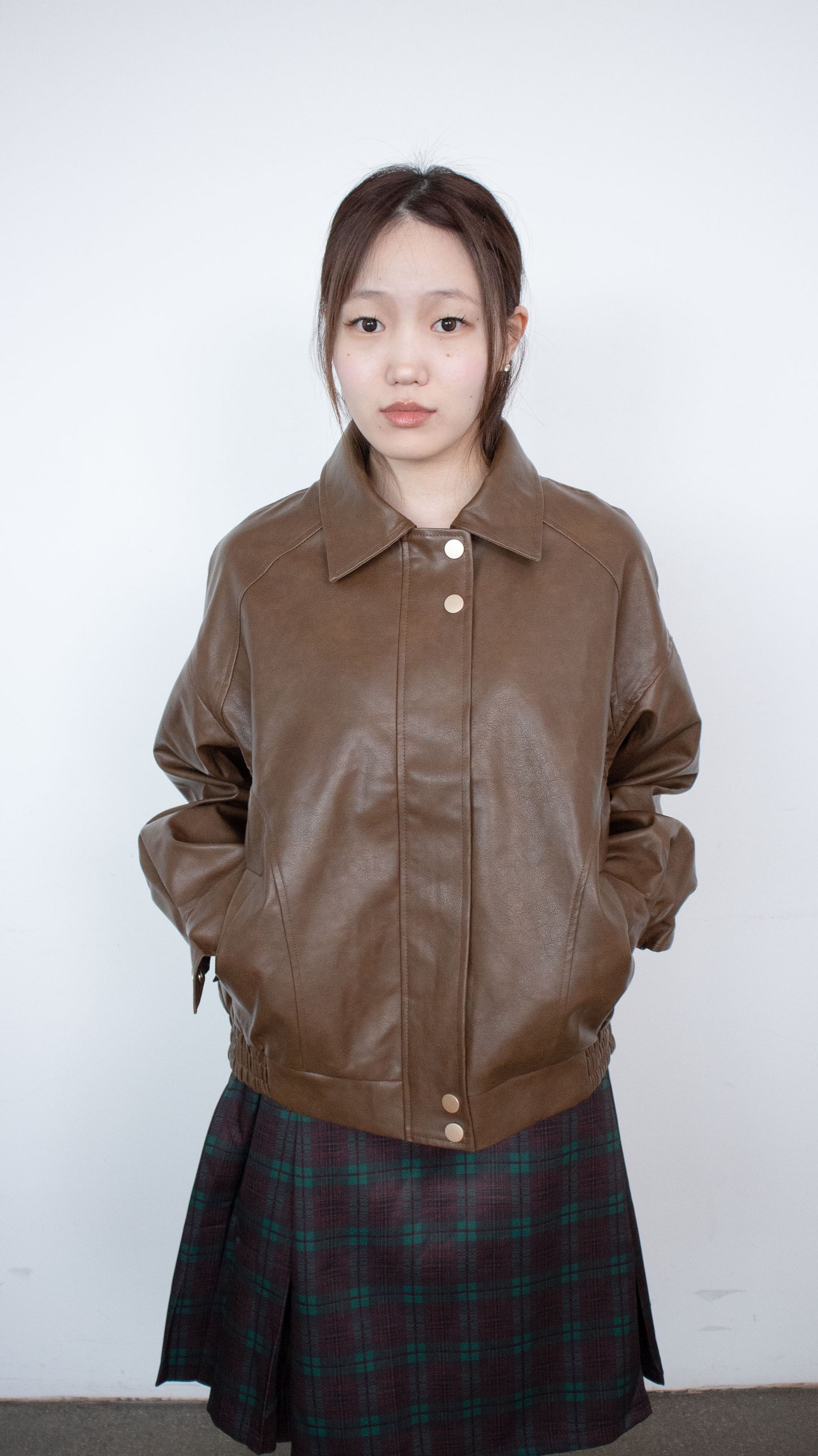 Oversize vintage leather jacket (brown)