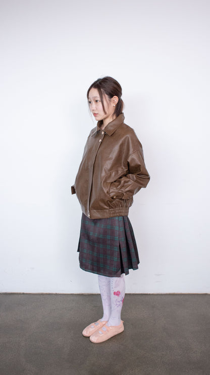 Oversize vintage leather jacket (brown)