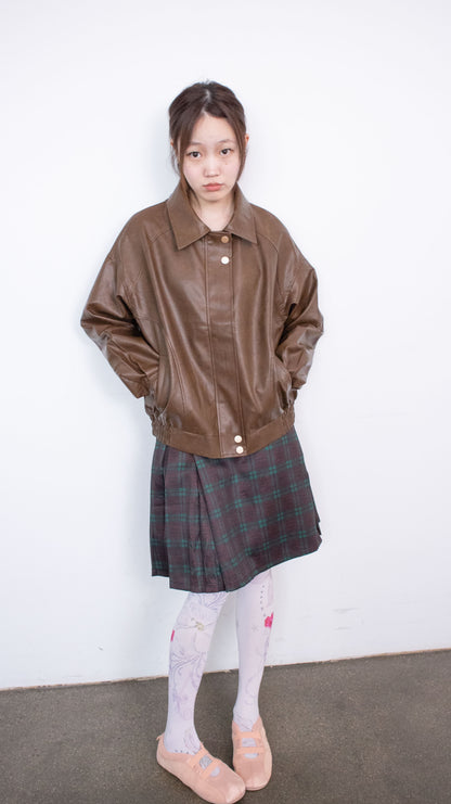 Oversize vintage leather jacket (brown)