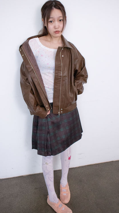 Oversize vintage leather jacket (brown)