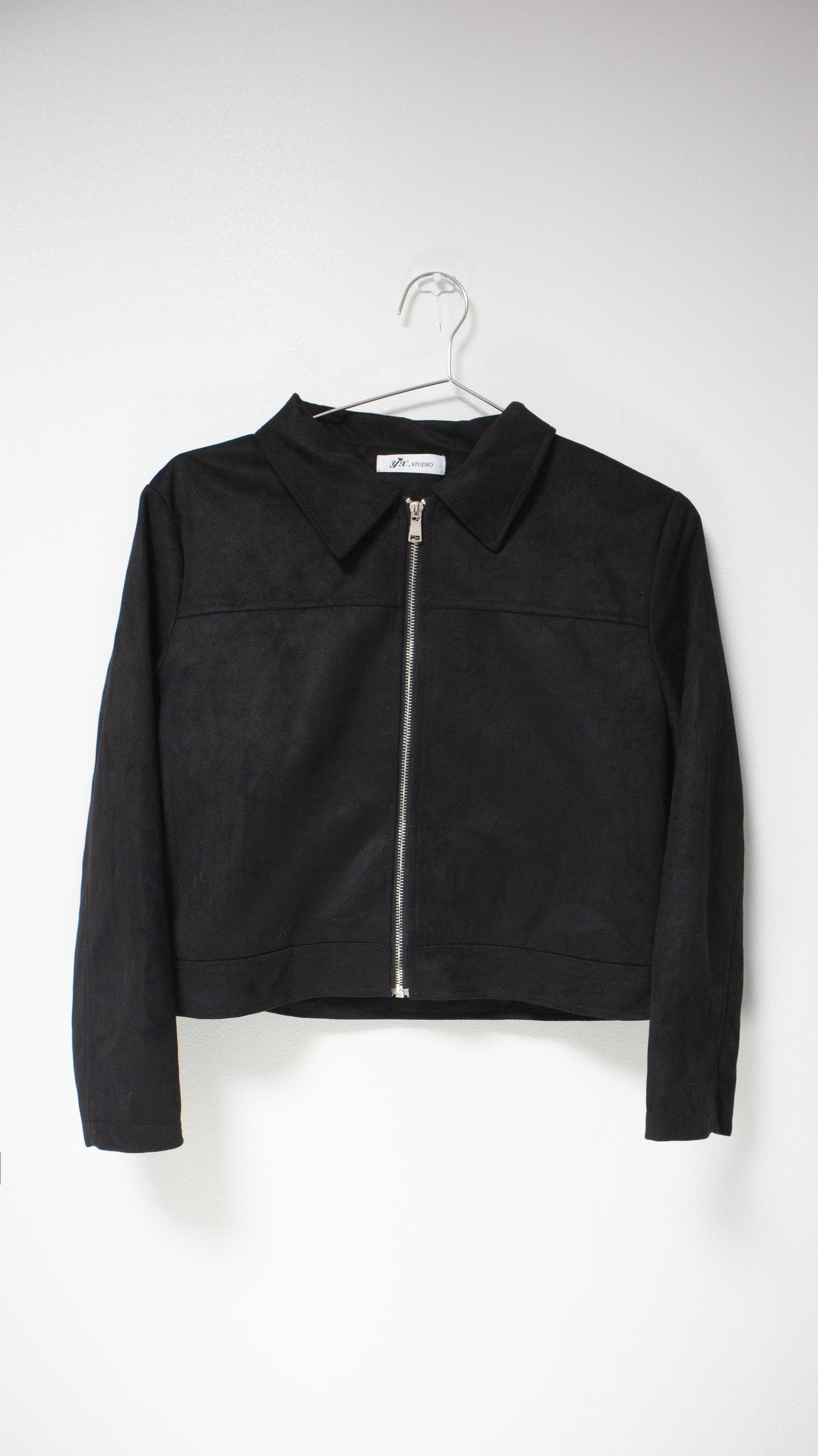 Suede cropped jacket (black)