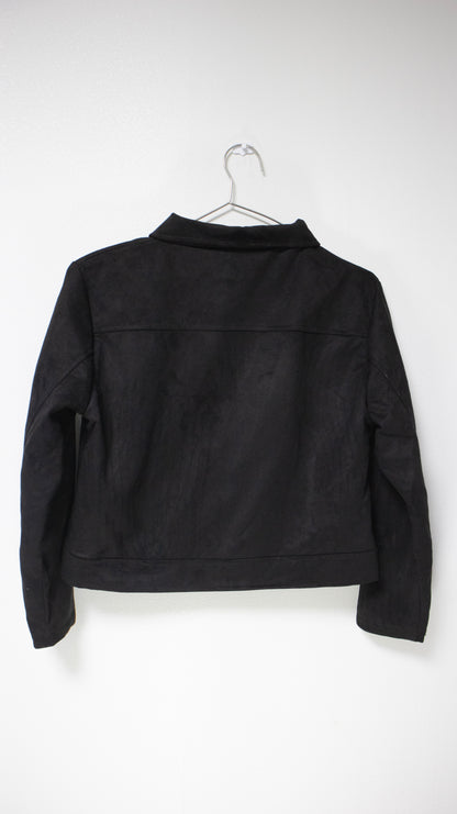 Suede cropped jacket (black)