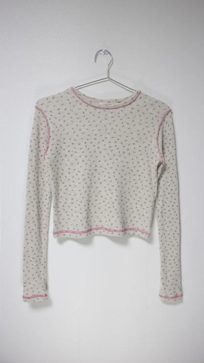 Flower waffle L/S tee (ivory)