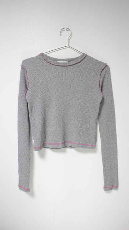 Flower waffle L/S tee (gray)