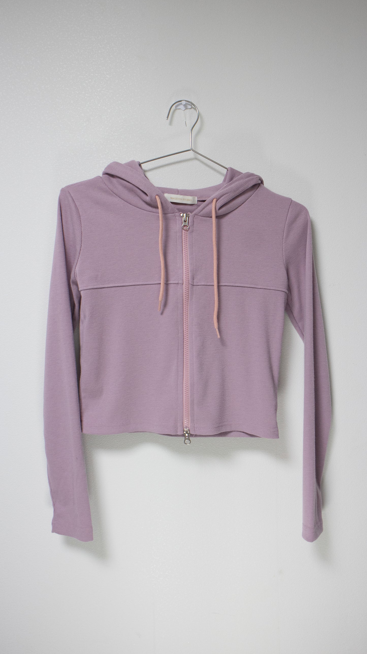 Gummy rib hoodie zip-up (dusty pink)