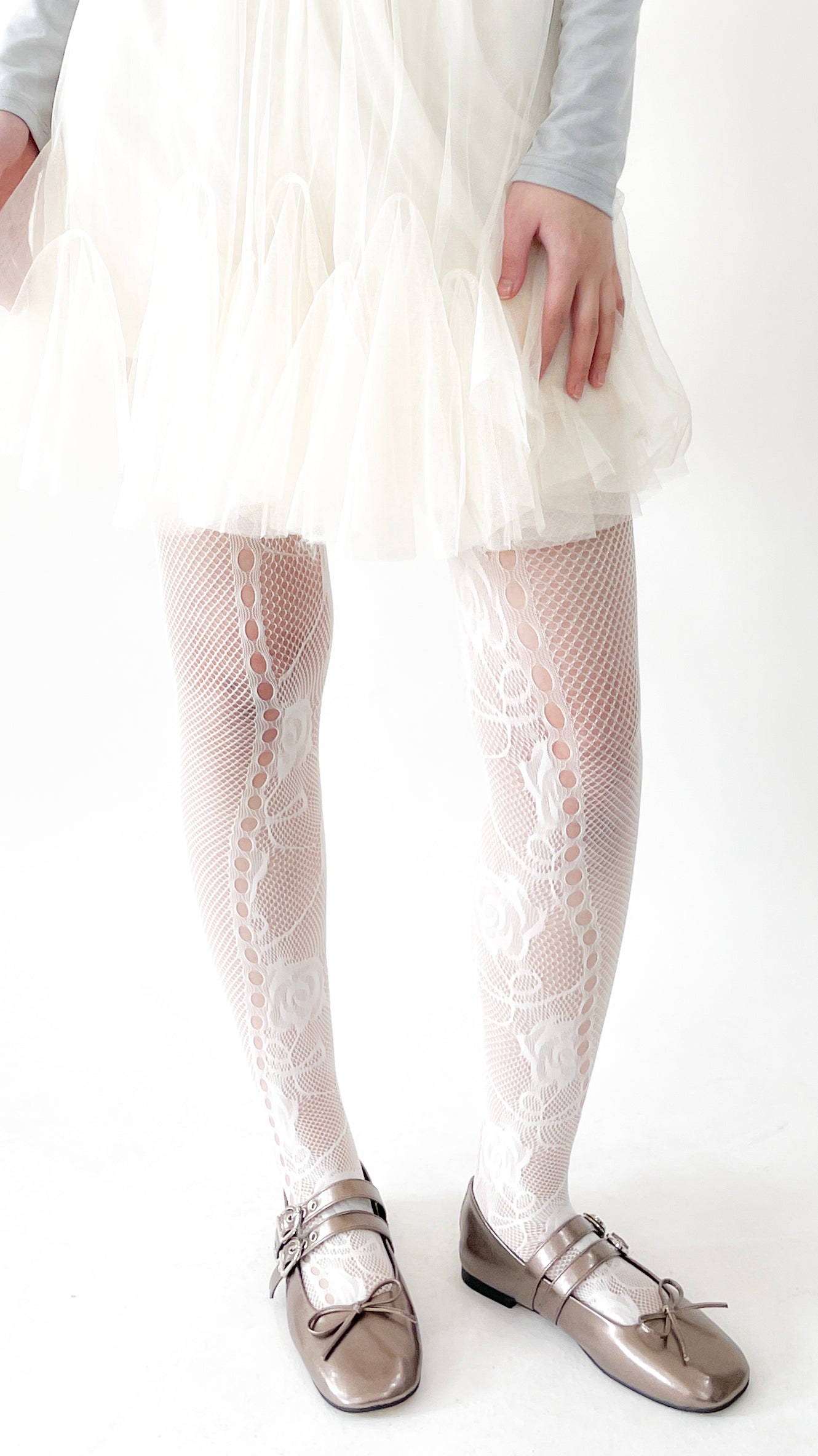 Lace flower tights (ivory)