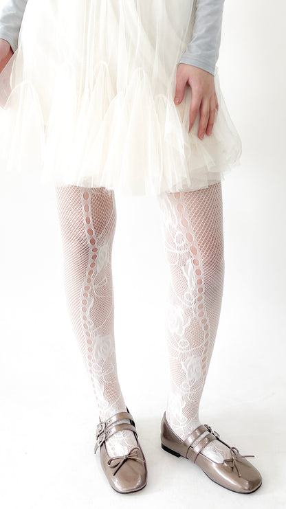 Lace flower tights (ivory)