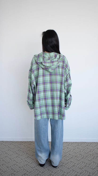 Boyfriend check hoodie shirts (green)