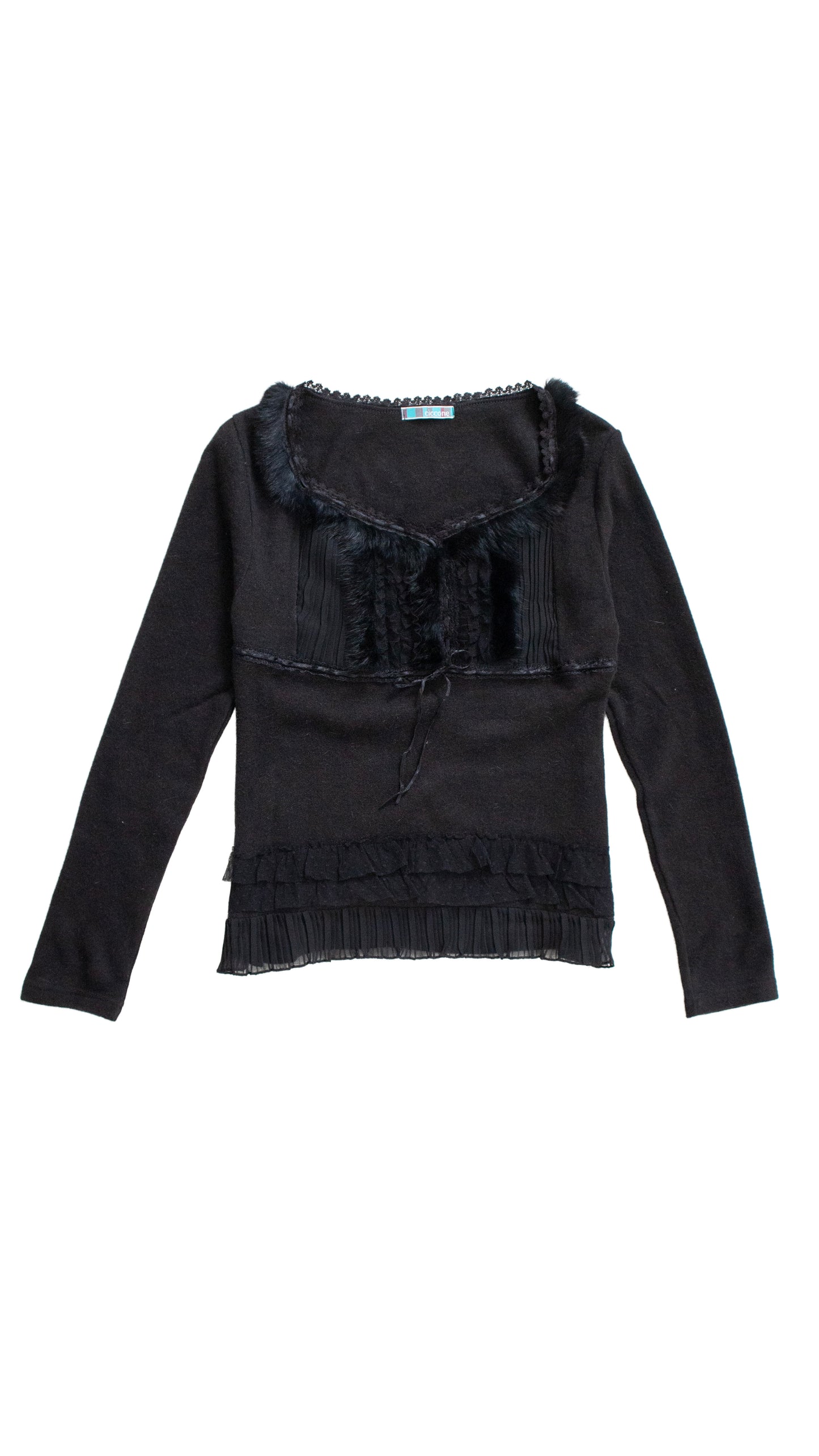 Black fairy angora frill top