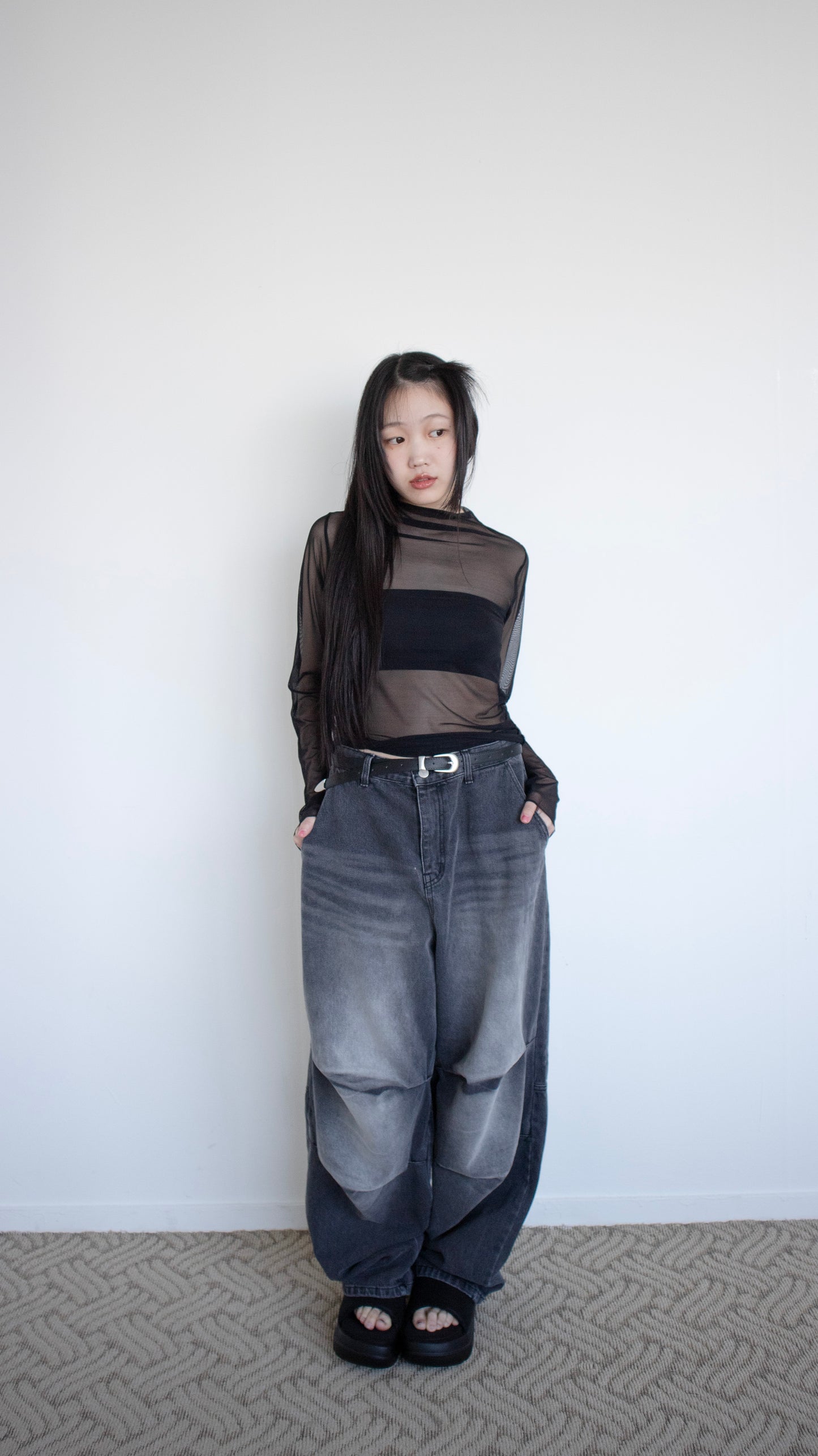 Oversized baggy denim (washed black)