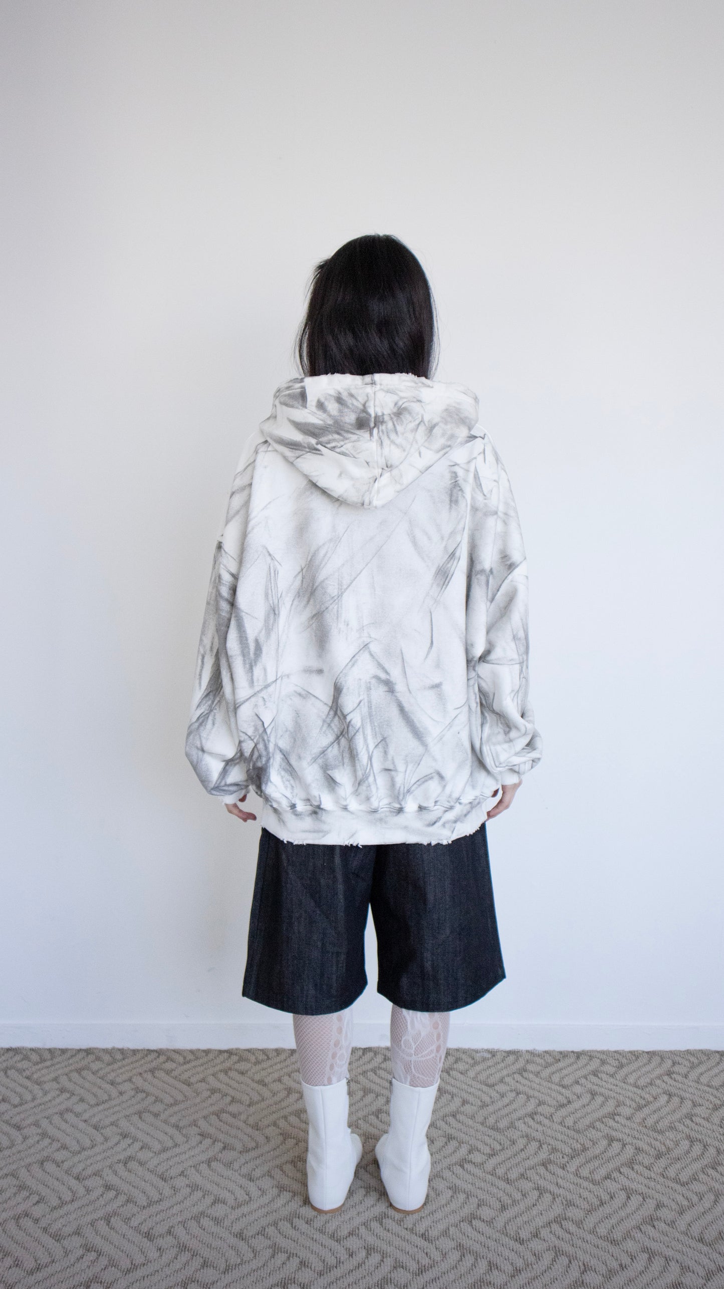 Smoke oversize hoodie zip-up (dirty white)