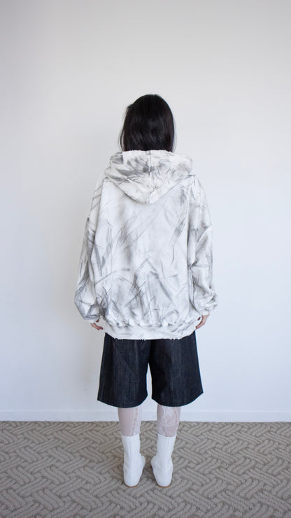 Smoke oversize hoodie zip-up (dirty white)