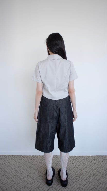 Front seam cropped shirts (gray)