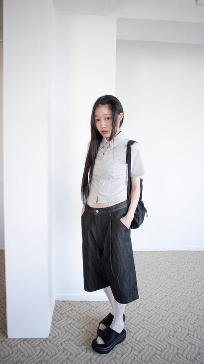 Front seam cropped shirts (gray)