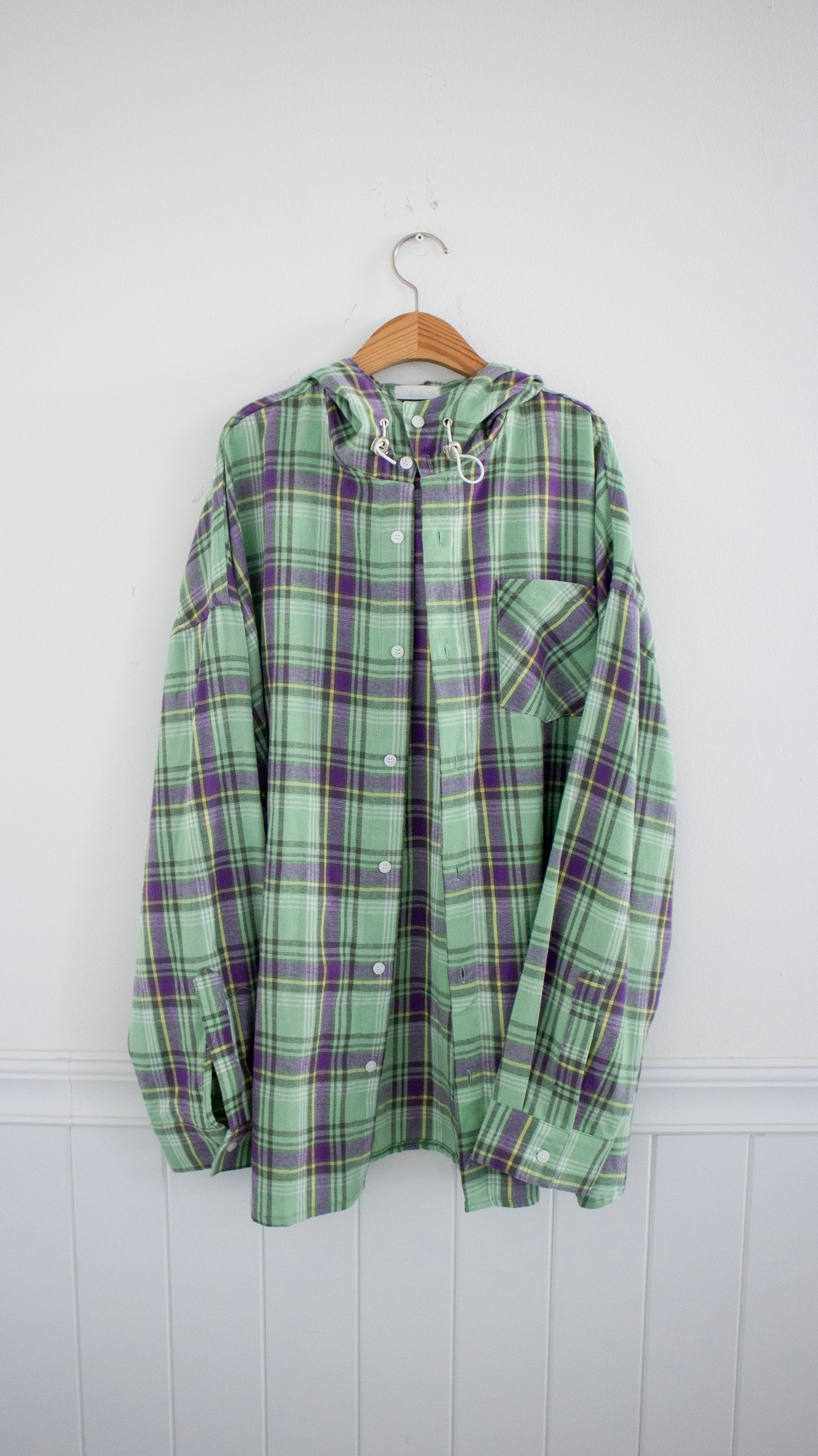 Boyfriend check hoodie shirts (green)