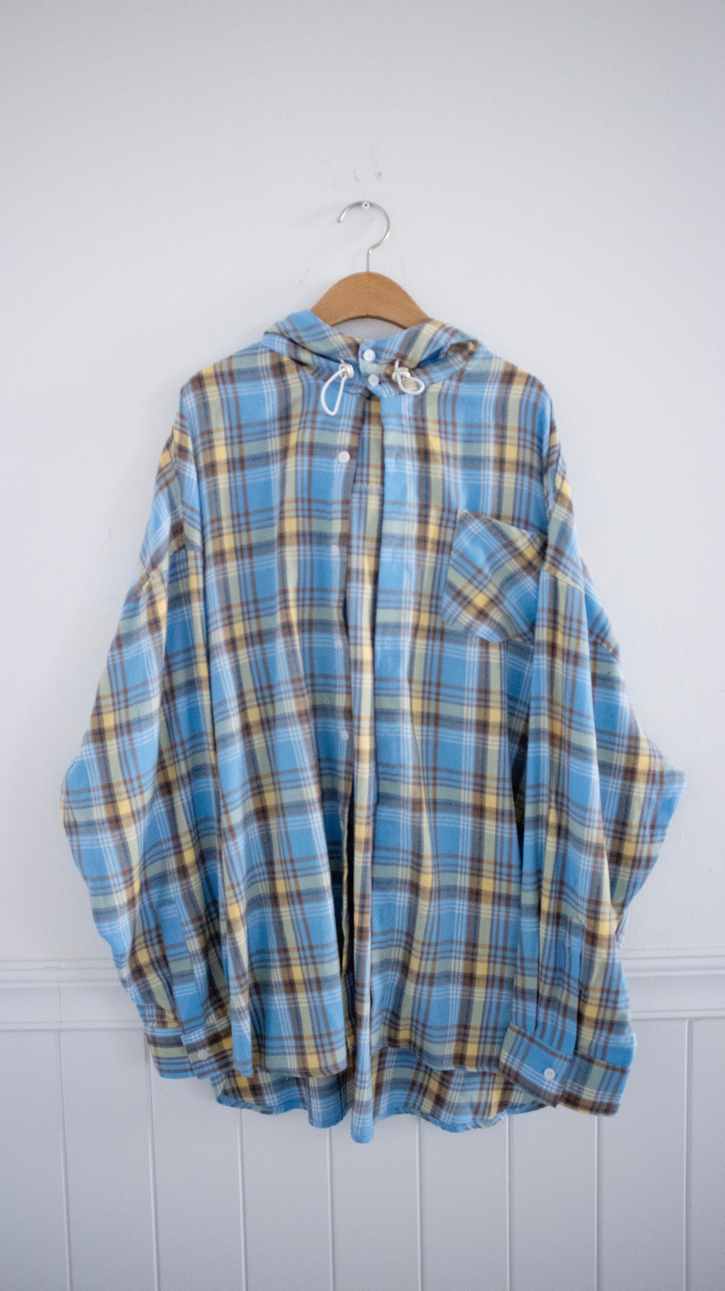 Boyfriend check hoodie shirts (skyblue)