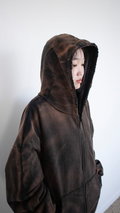 Smoke oversize hoodie zip-up (black)