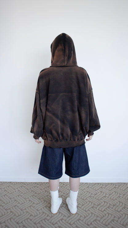 Smoke oversize hoodie zip-up (black)