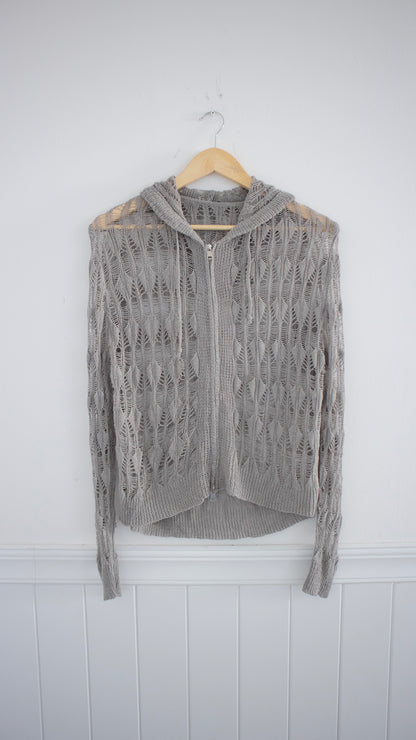 Gray crochet hoodie zip-up