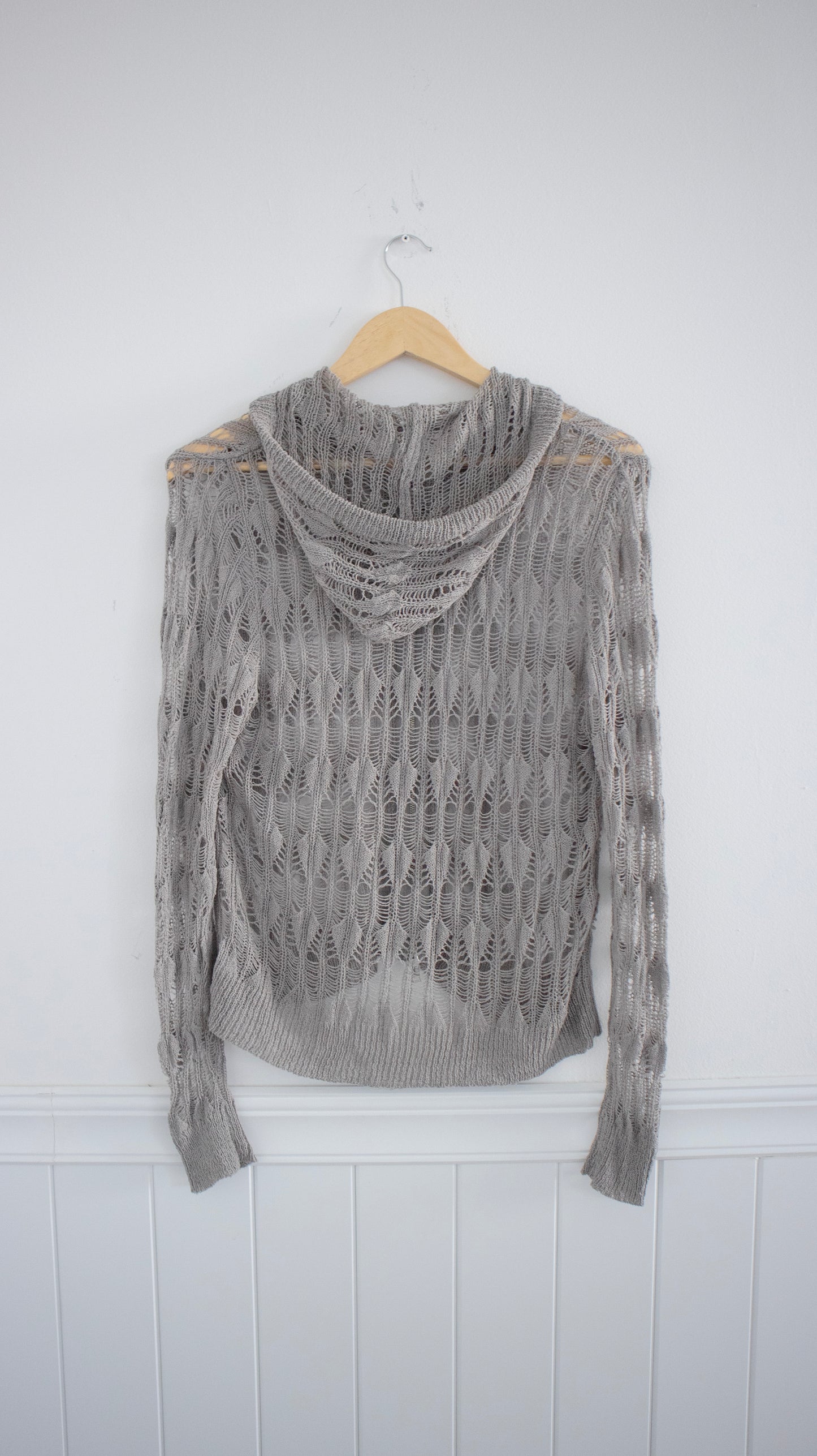 Gray crochet hoodie zip-up