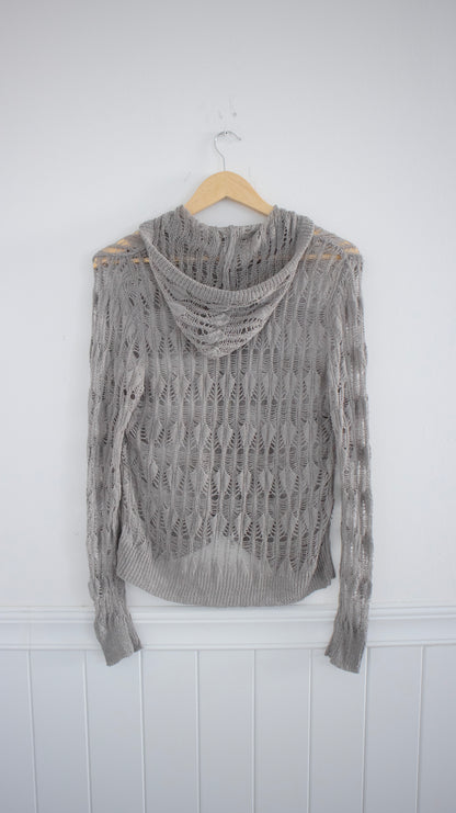 Gray crochet hoodie zip-up