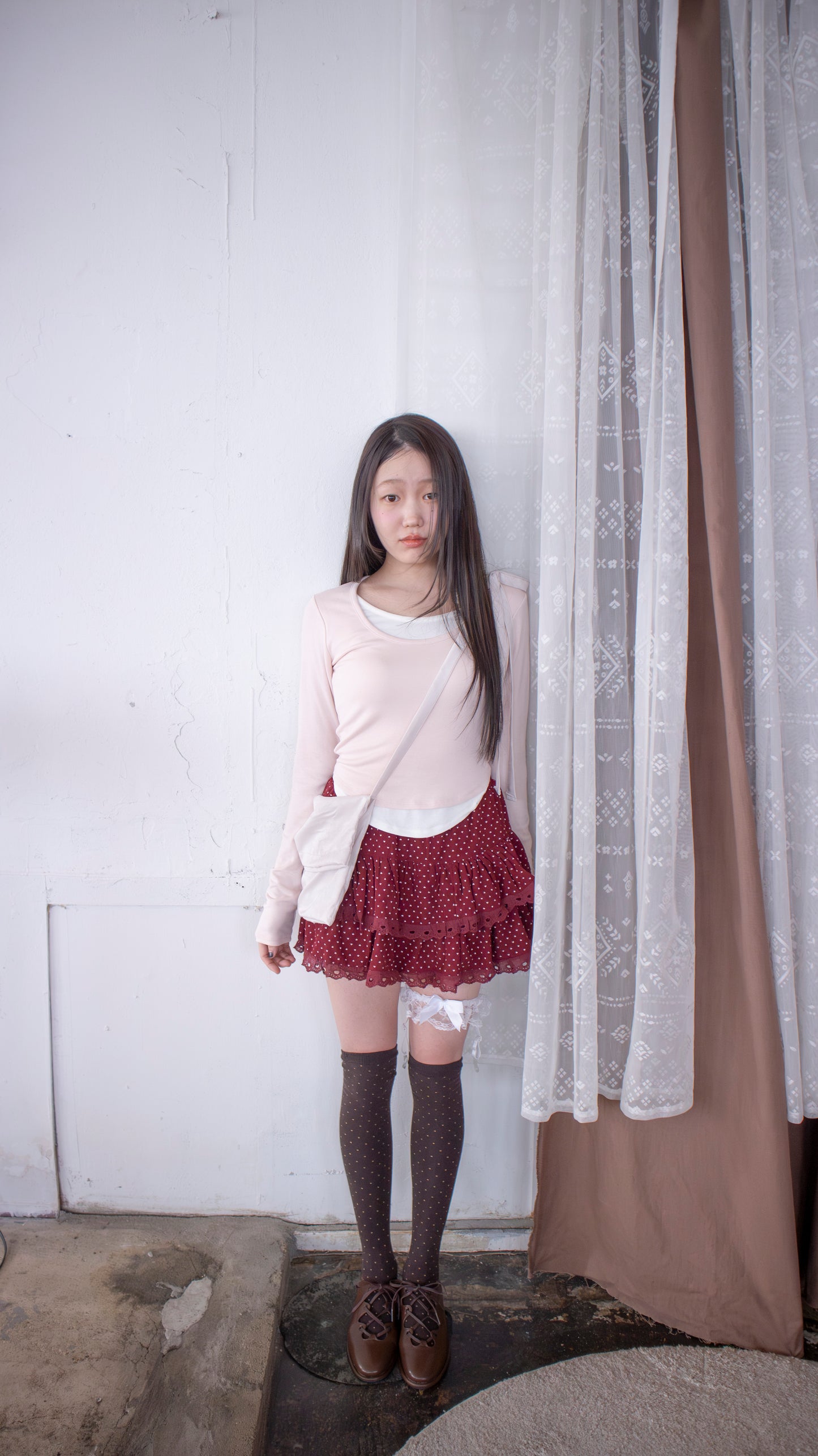 Layered round cropped top (pink)