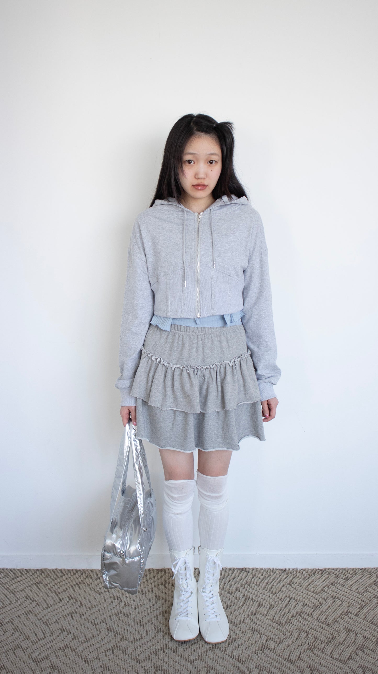 Frill sweat skirt (gray)