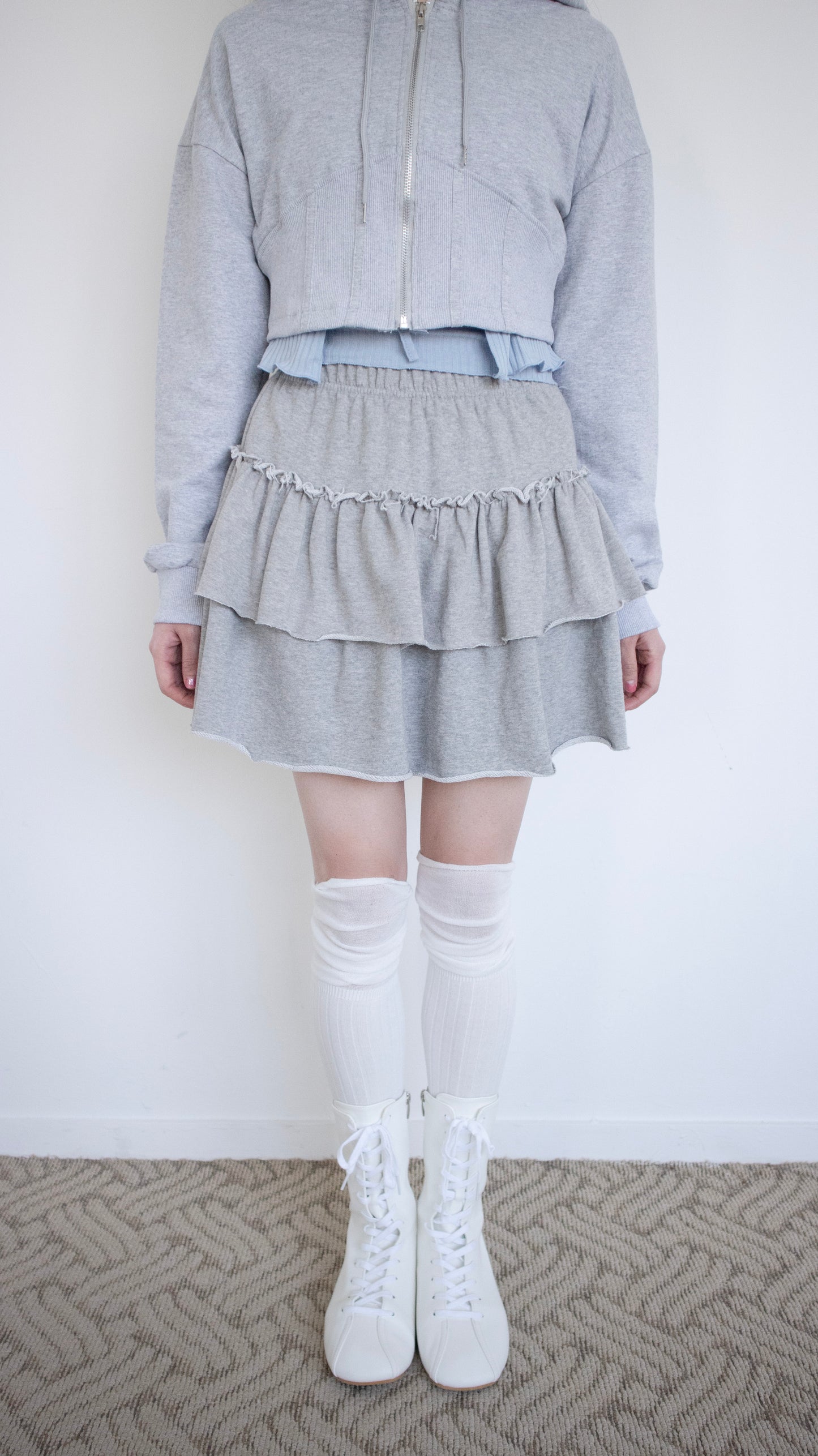 Frill sweat skirt (gray)