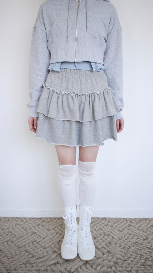 Frill sweat skirt (gray)