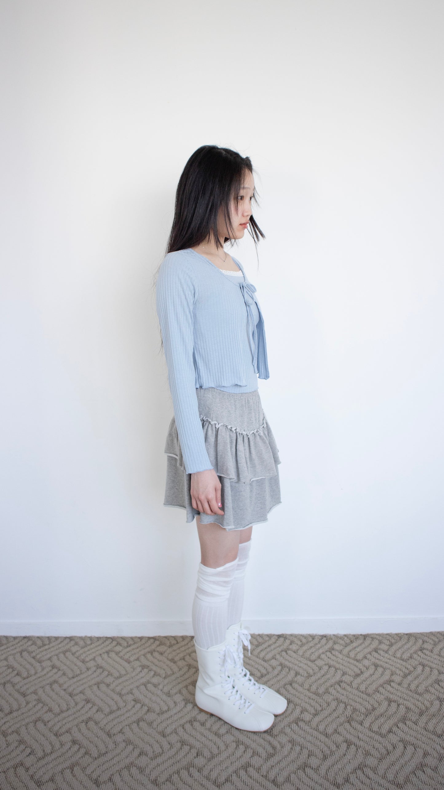 Frill sweat skirt (gray)