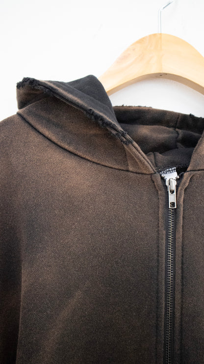 Smoke oversize hoodie zip-up (black)