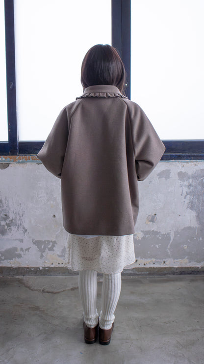 Frill button midi coat (brown)