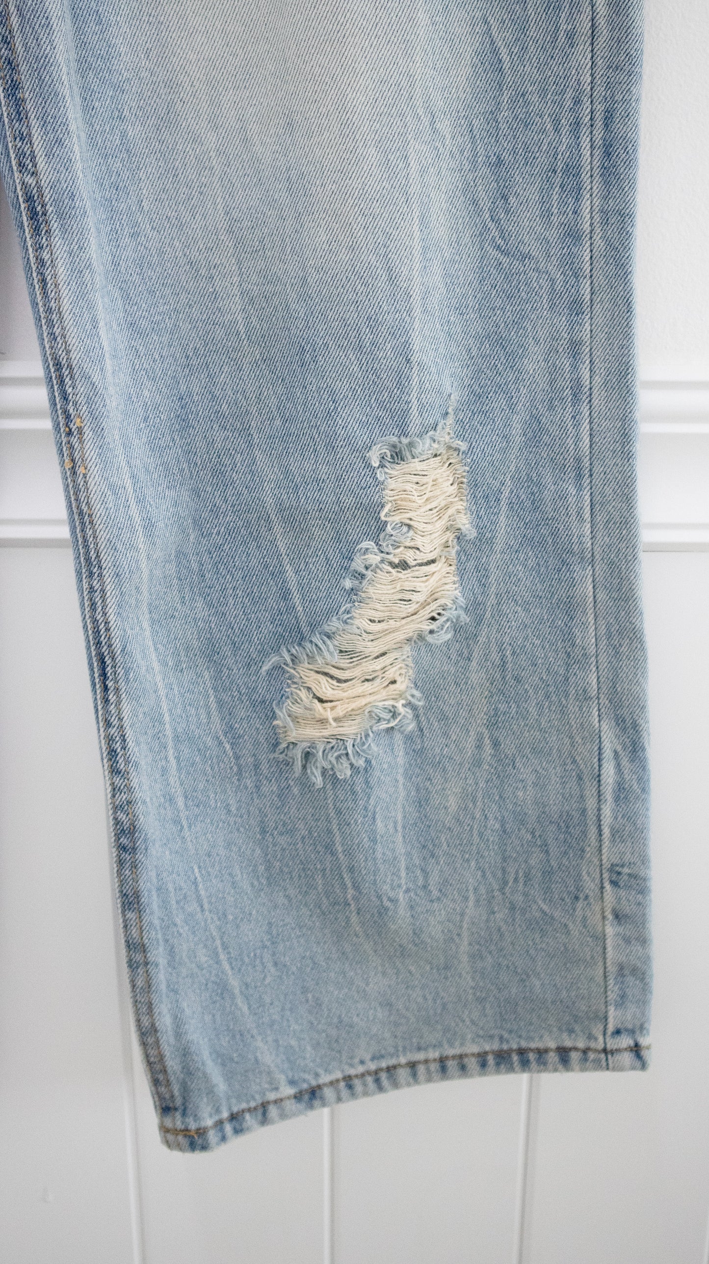 Damage wide denim pants