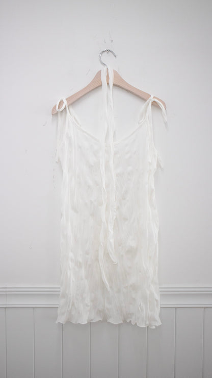 Crease tie slip dress (white)