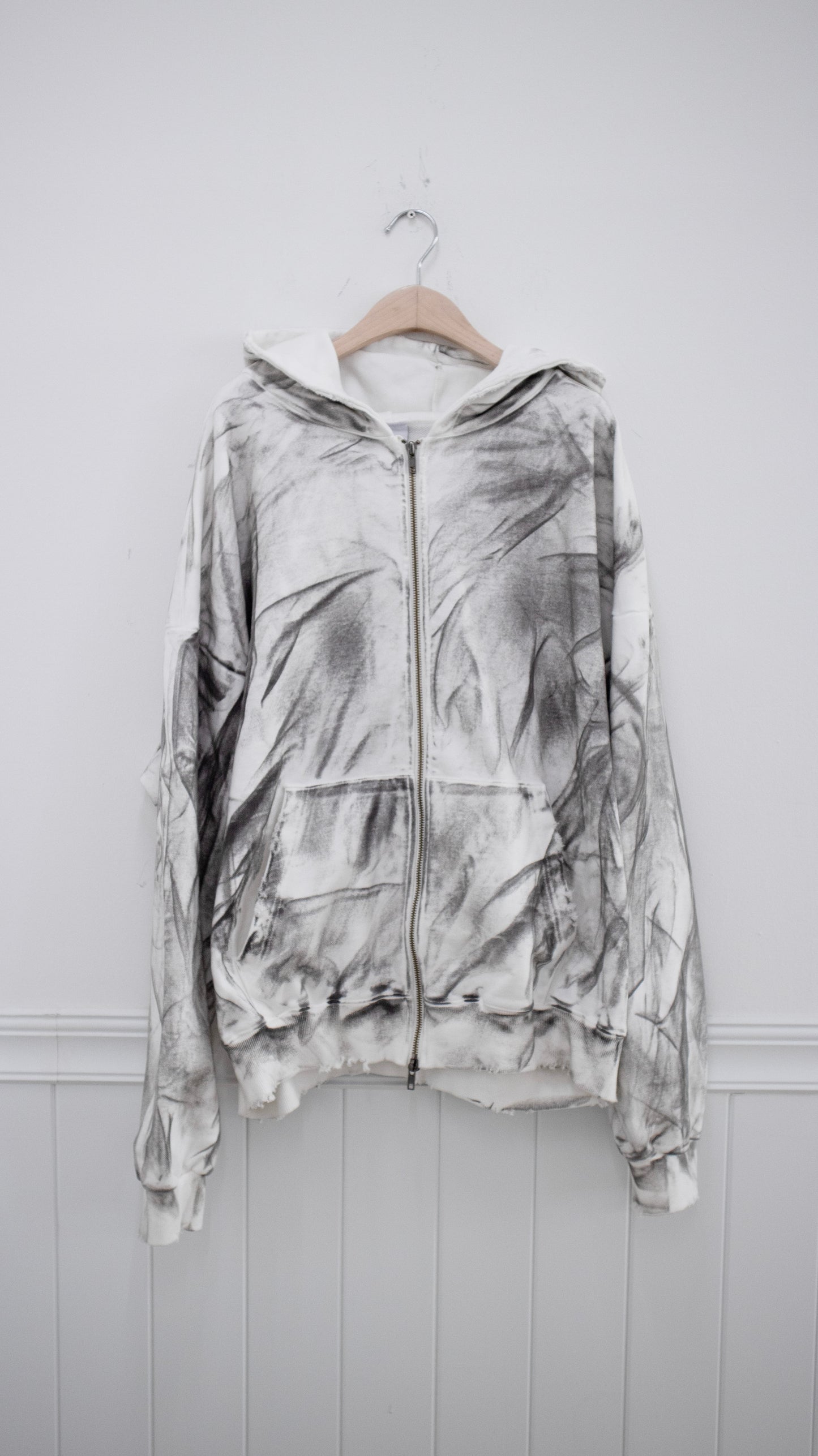 Smoke oversize hoodie zip-up (dirty white)