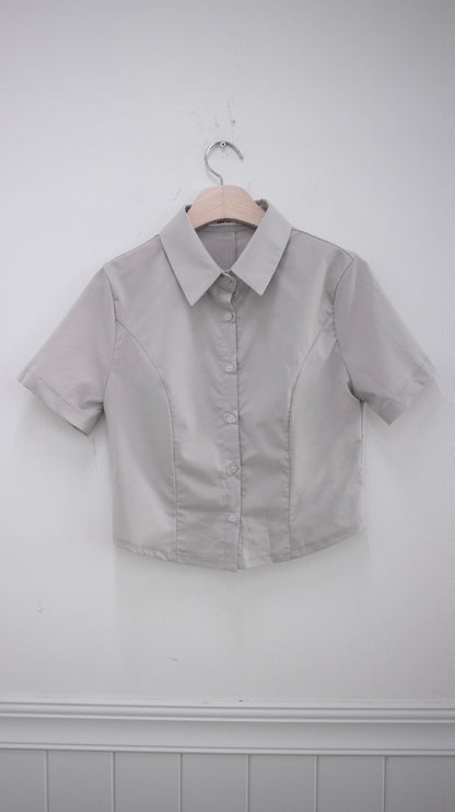 Front seam cropped shirts (gray)