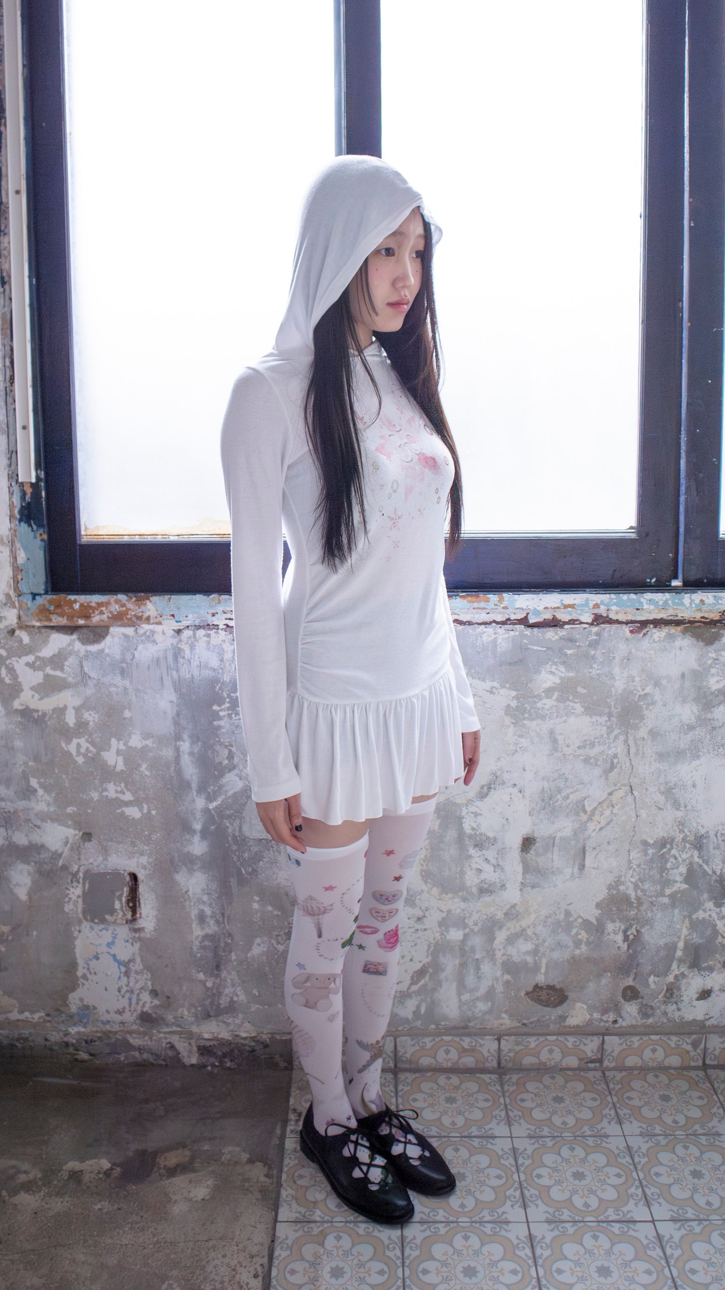 193 Chakra hoodie dress (white)