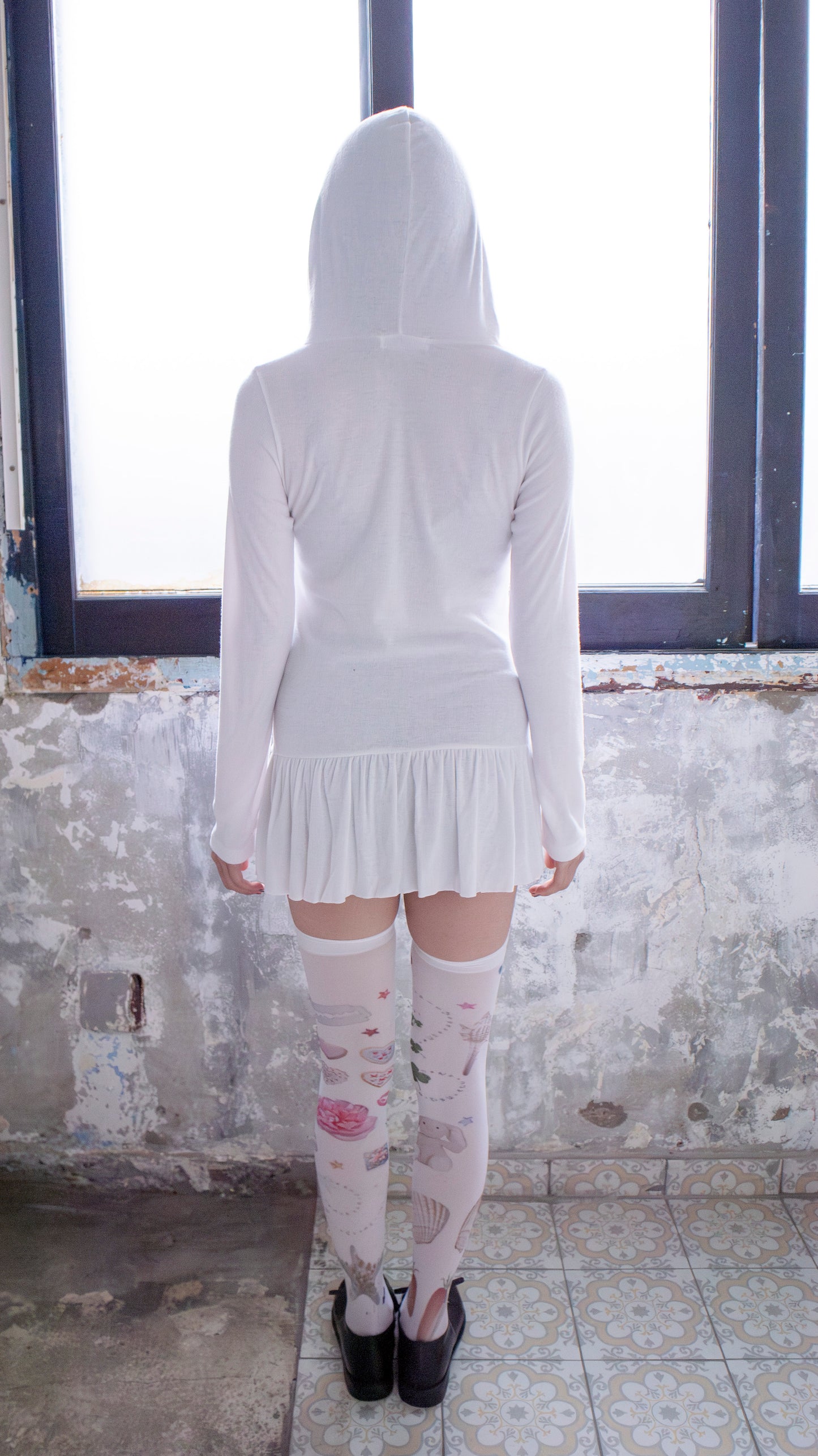 193 Chakra hoodie dress (white)