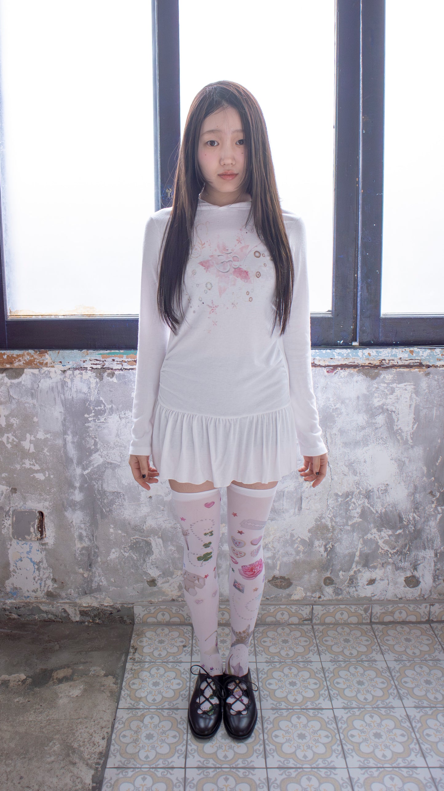 193 Chakra hoodie dress (white)